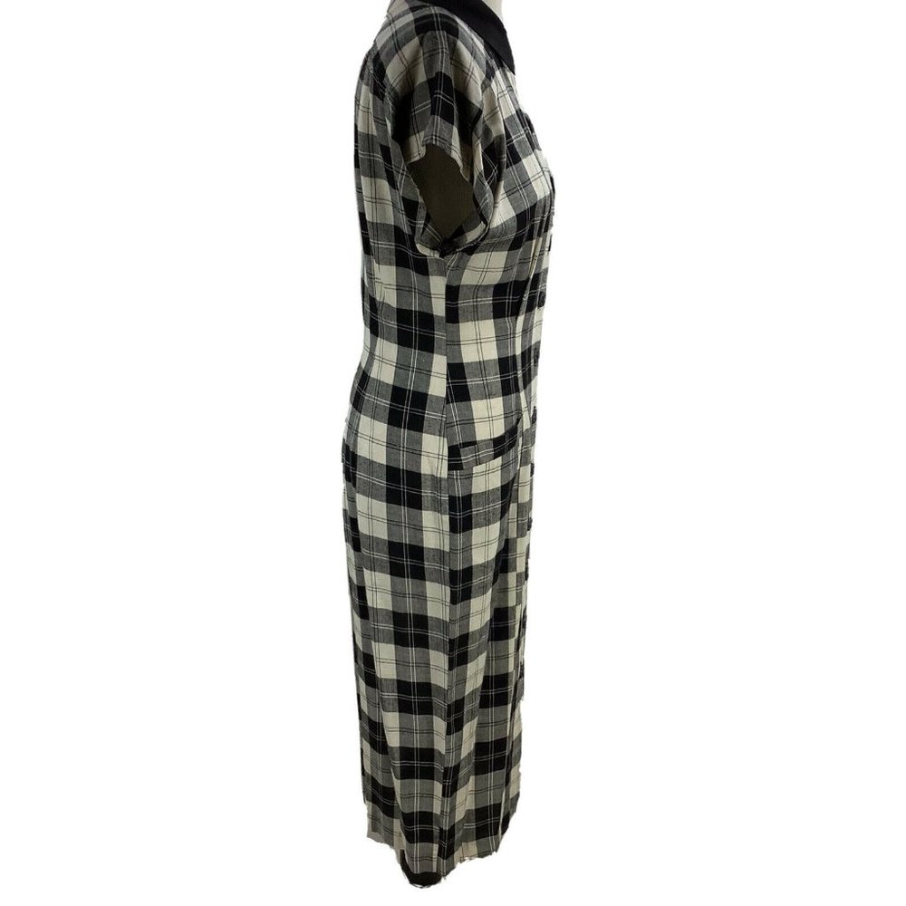 Vintage NICA PICCALINO Dress *size 8 Plaid Button Front Shoulder Pads Midcalf - Picture 5 of 7